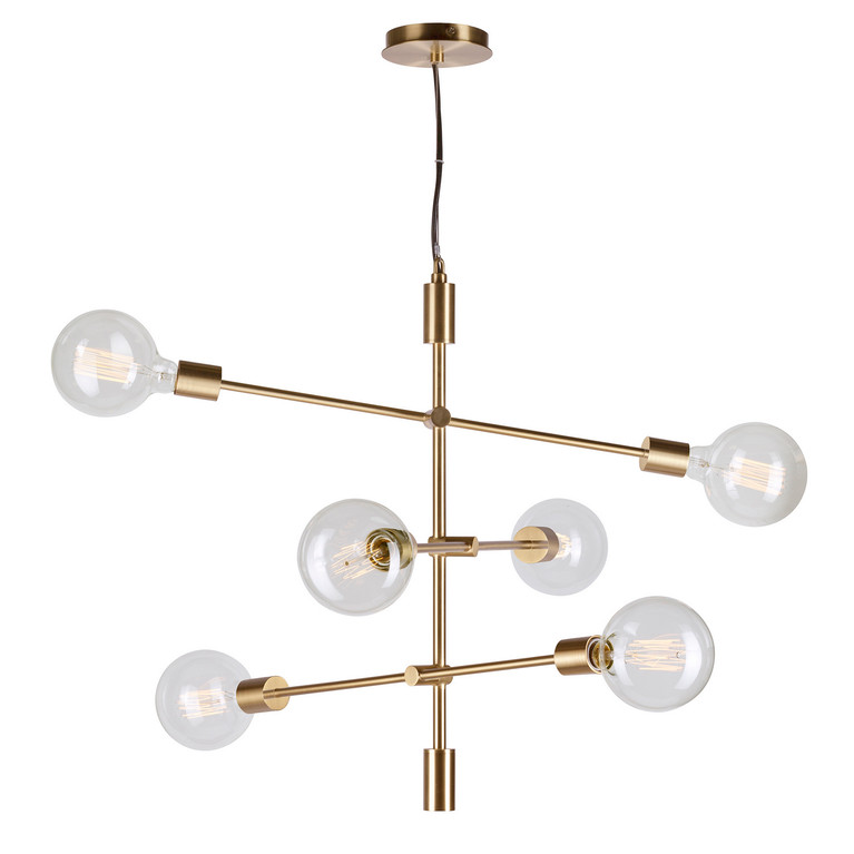 Forte - 7117-06-12 - Six Light Chandelier - Baton - Soft Gold