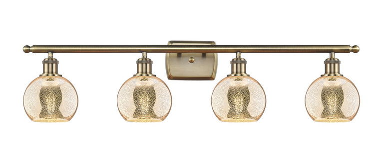 Innovations - 516-4W-AB-G128-6 - Four Light Bath Vanity - Ballston - Antique Brass