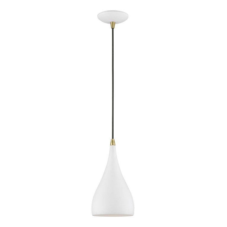 Livex Lighting - 41171-13 - One Light Mini Pendant - Amador - Textured White w/Antique Brass