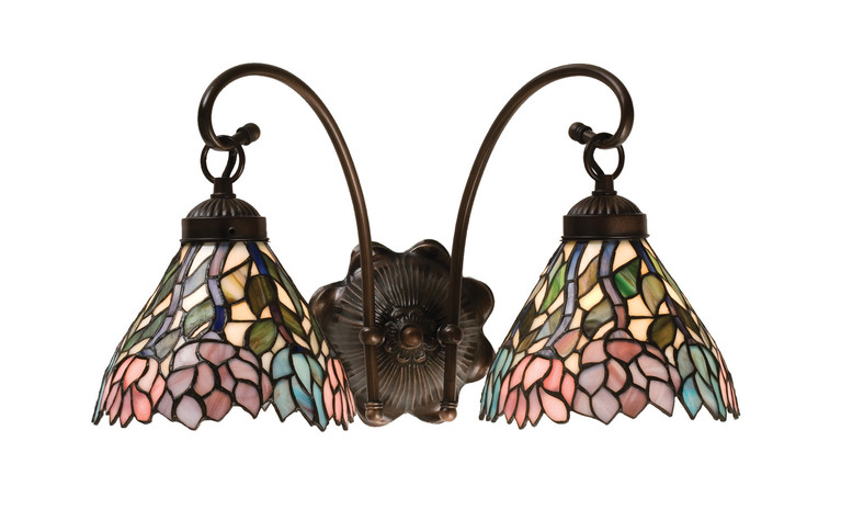 Meyda Tiffany - 18722 - Two Light Wall Sconce - Wisteria - Mahogany Bronze