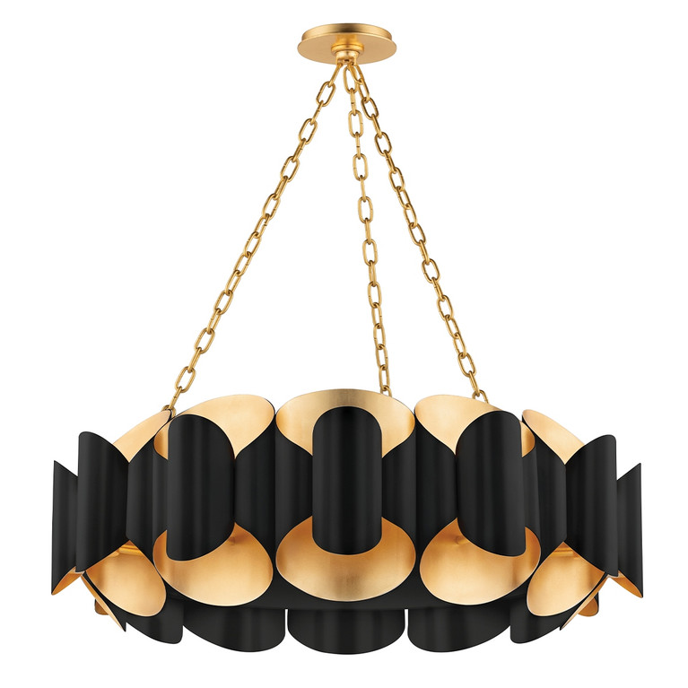 Hudson Valley - 8534-GL/BK - 12 Light Chandelier - Banks - Gold Leaf