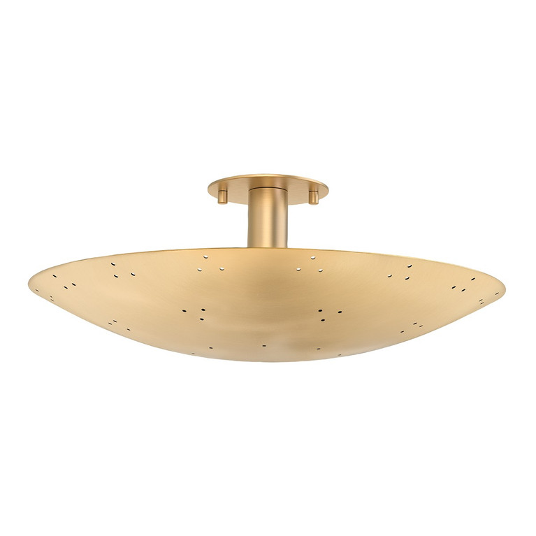 Hudson Valley - 8718-VB - Three Light Flush Mount - Bern - Vintage Brass