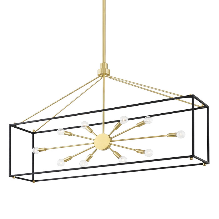 Hudson Valley - 8948-AGB/BK - Ten Light Island Pendant - Glendale - Aged Brass