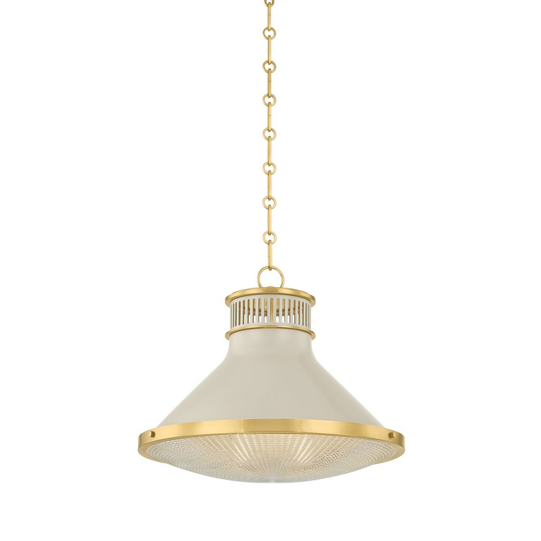 Hudson Valley - MDS2405-AGB/OW - One Light Pendant - Highclere - Aged Brass