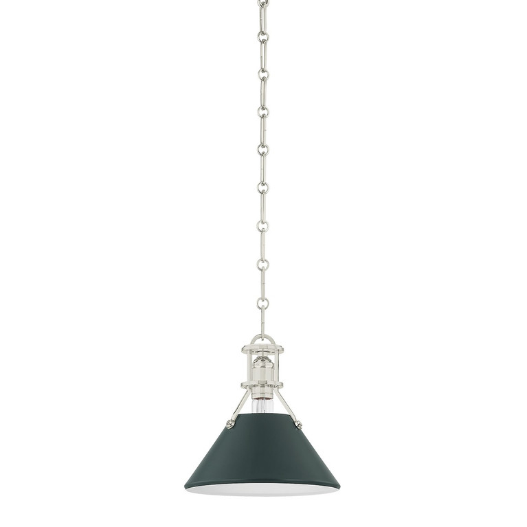 Hudson Valley - MDS351-PN/SSG - One Light Pendant - Painted No. 2 - Polished Nickel
