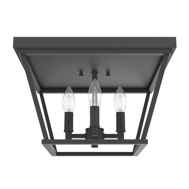 Hunter - 19074 - Four Light Flush Mount - Laurel Ridge - Natural Black Iron