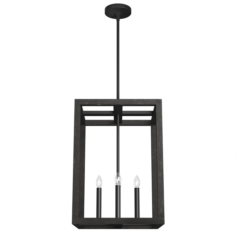 Hunter - 19086 - Four Light Pendant - Squire Manor - Matte Black