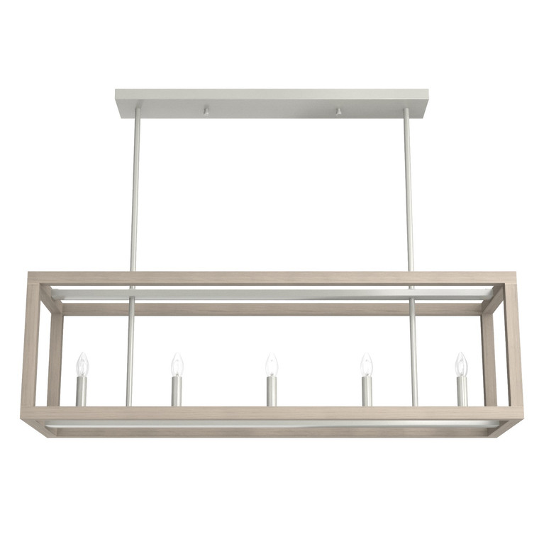 Hunter - 19091 - Five Light Chandelier - Squire Manor - Brushed Nickel