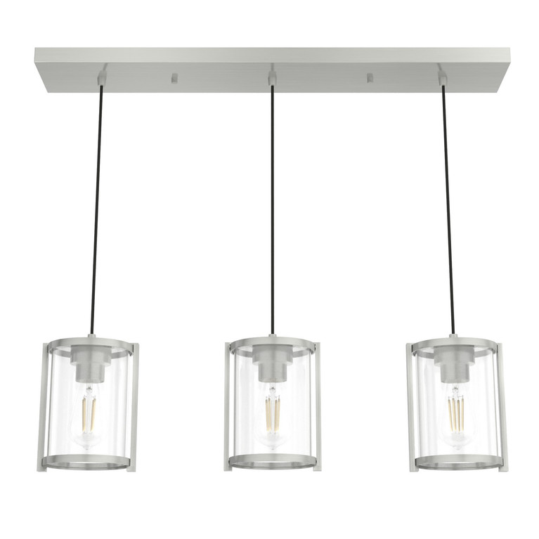 Hunter - 19138 - Three Light Pendant - Astwood - Brushed Nickel