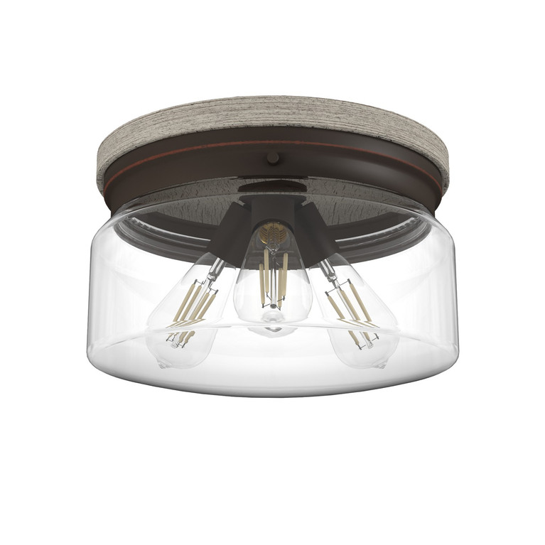 Hunter - 19151 - Three Light Flush Mount - Devon Park - Onyx Bengal