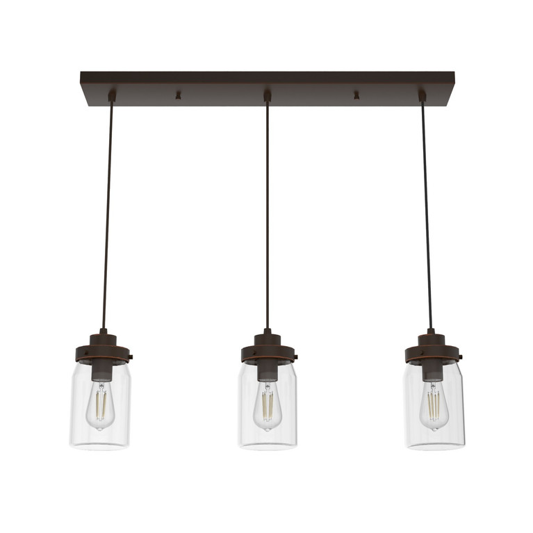 Hunter - 19155 - Three Light Pendant - Devon Park - Onyx Bengal