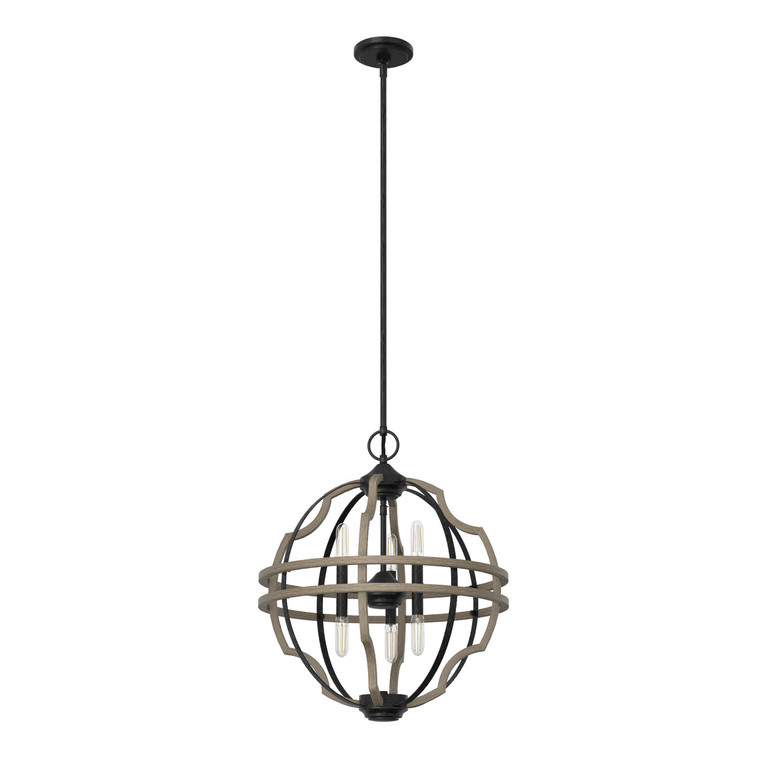 Hunter - 19223 - Six Light Pendant - Stone Creek - French Oak
