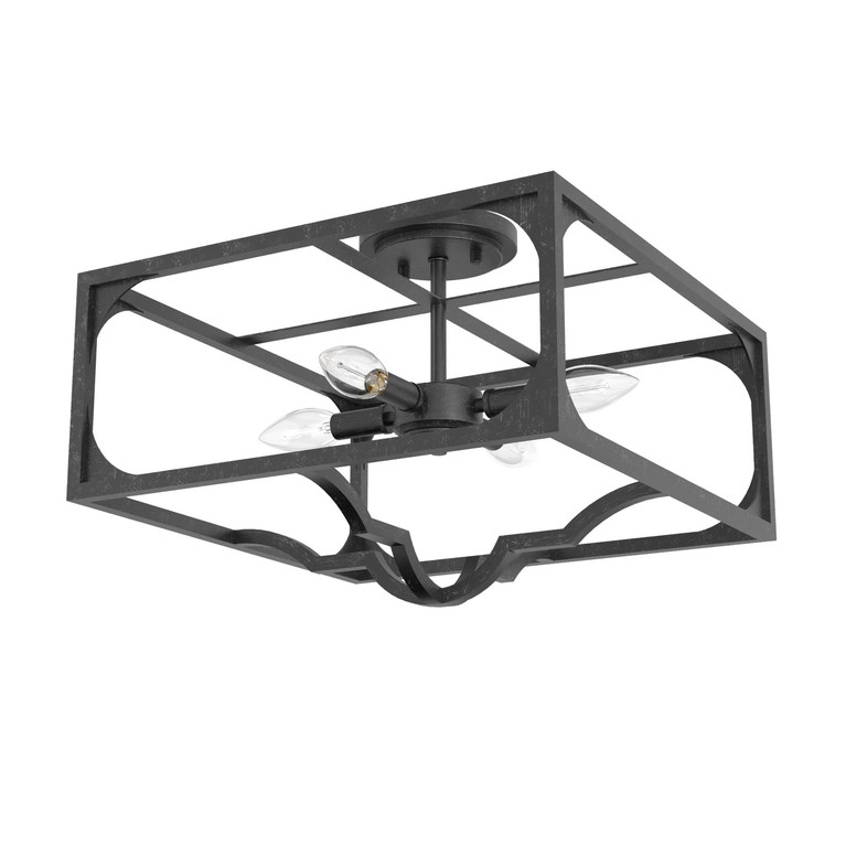 Hunter - 19291 - Four Light Semi Flush Mount - Highland Hill - Rustic Iron