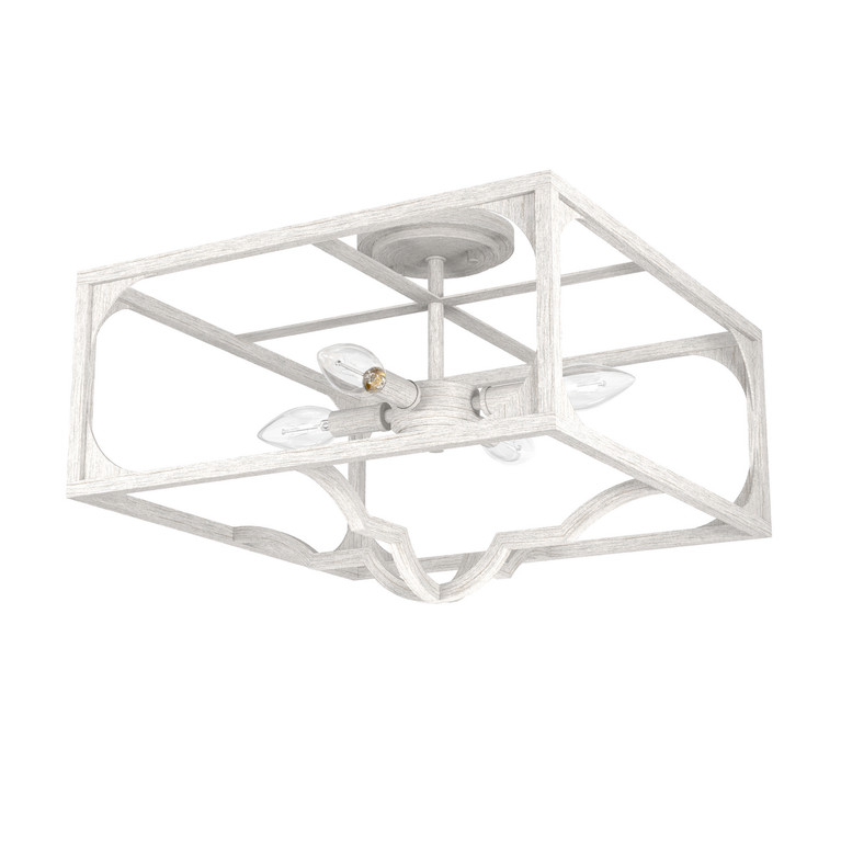 Hunter - 19292 - Four Light Semi Flush Mount - Highland Hill - Distressed White