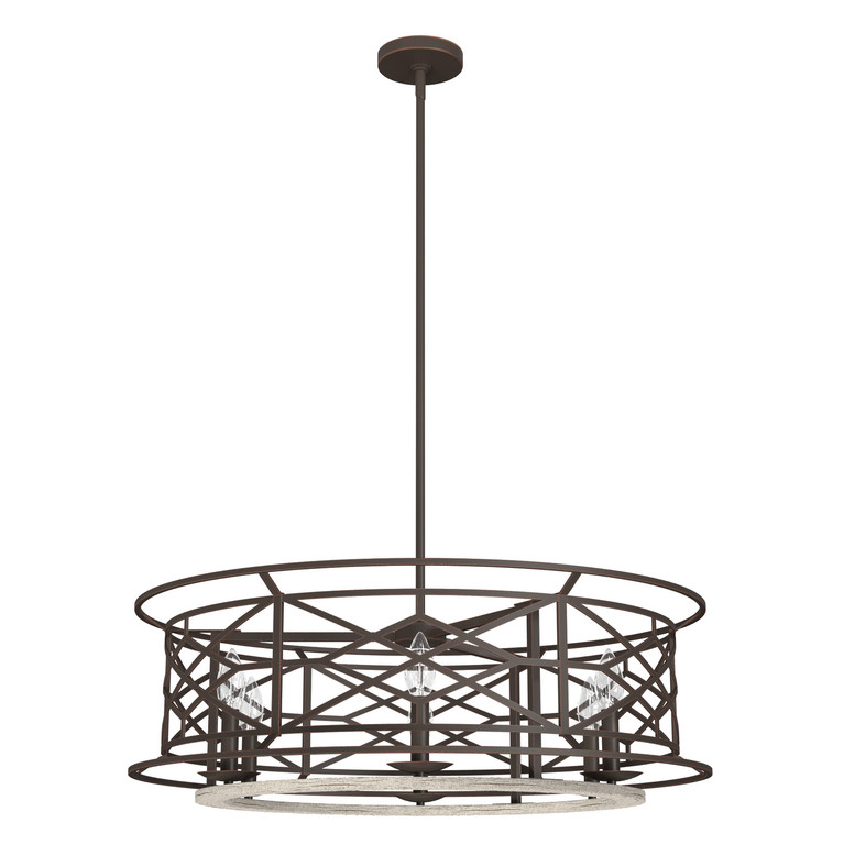 Hunter - 19329 - Six Light Chandelier - Langwood - Onyx Bengal