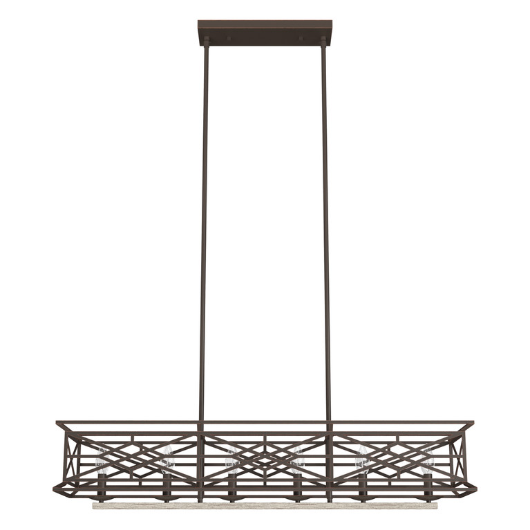 Hunter - 19333 - Six Light Linear Chandelier - Langwood - Onyx Bengal
