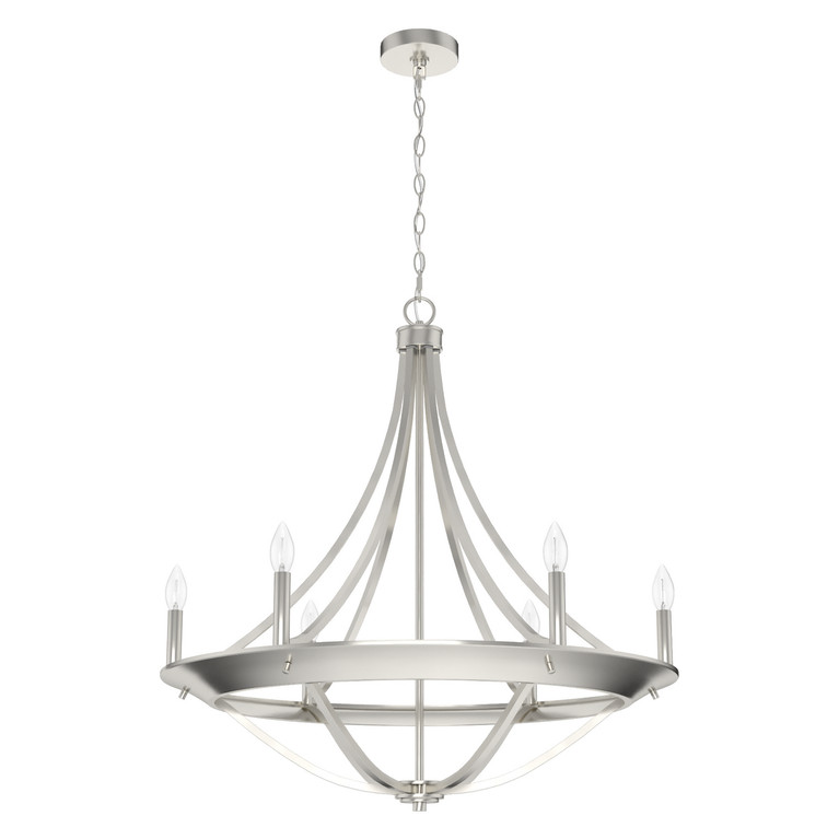 Hunter - 19415 - Six Light Chandelier - Perch Point - Brushed Nickel