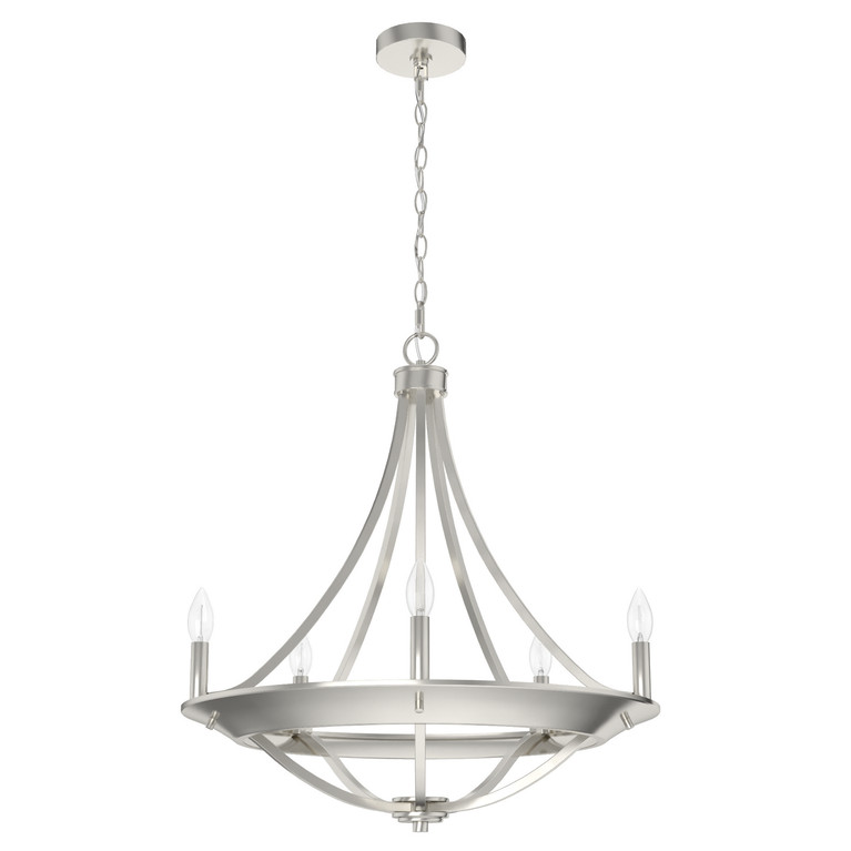 Hunter - 19417 - Five Light Chandelier - Perch Point - Brushed Nickel