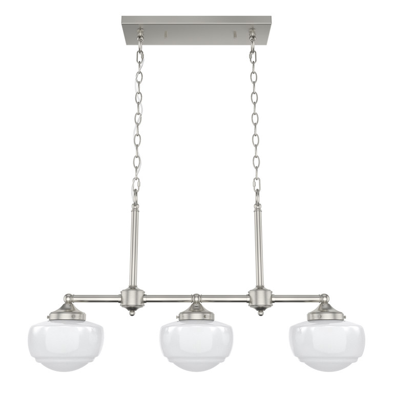 Hunter - 19488 - Three Light Linear Chandelier - Saddle Creek - Brushed Nickel