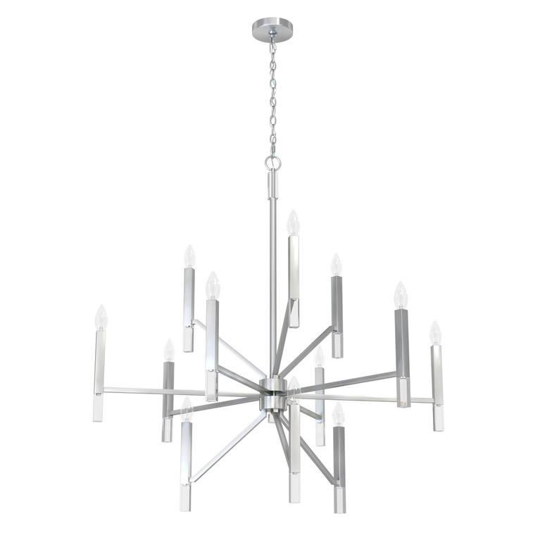 Hunter - 19528 - 12 Light Chandelier - Sunjai - Brushed Nickel