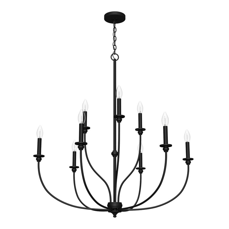 Hunter - 19632 - Nine Light Chandelier - Southcrest - Matte Black