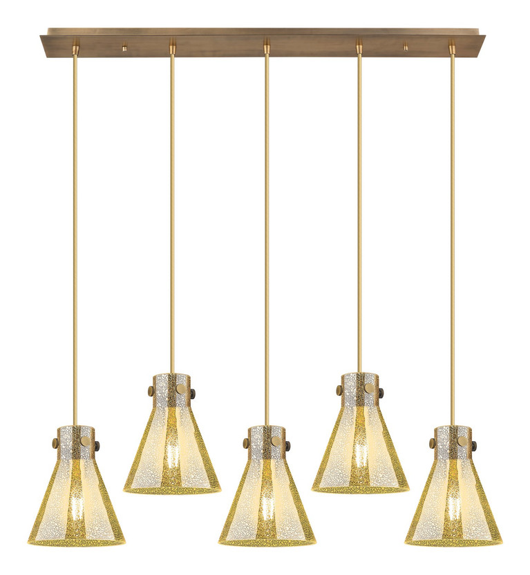 Innovations - 125-410-1PS-BB-G411-8ME - Five Light Linear Pendant - Downtown Urban - Brushed Brass