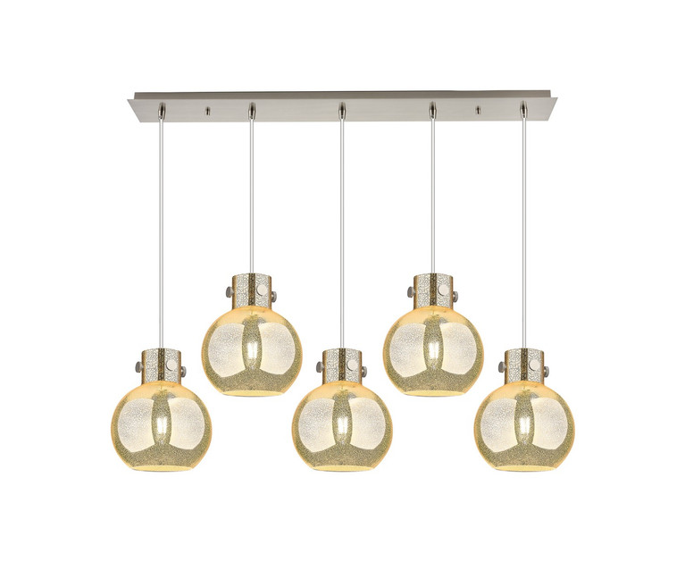 Innovations - 125-410-1PS-PN-G410-8ME - Five Light Linear Pendant - Newton - Polished Nickel