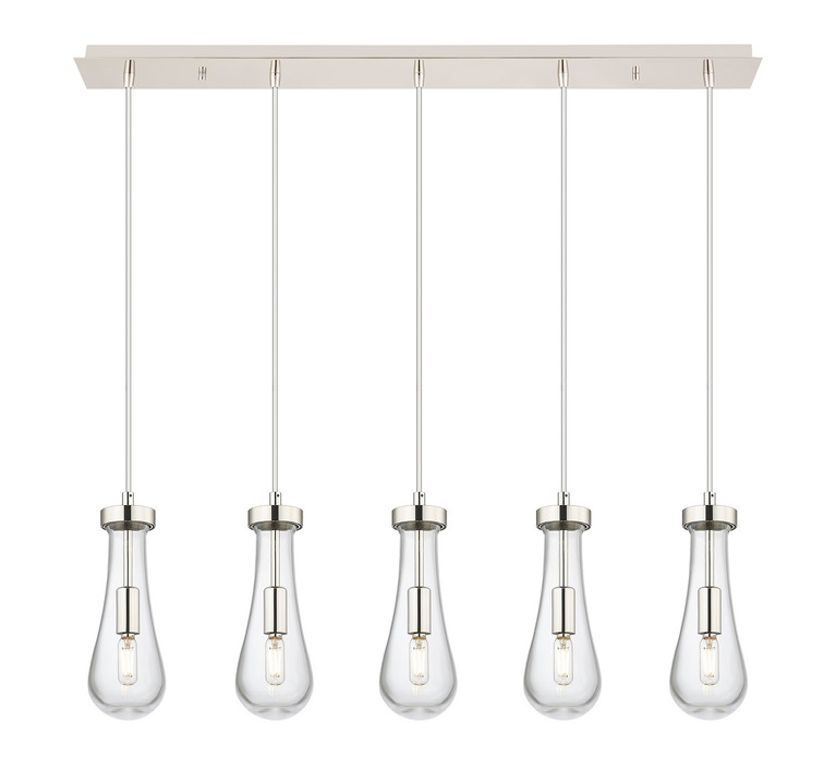 Innovations - 125-451-1P-PN-G451-4CL - Five Light Linear Pendant - Downtown Urban - Polished Nickel