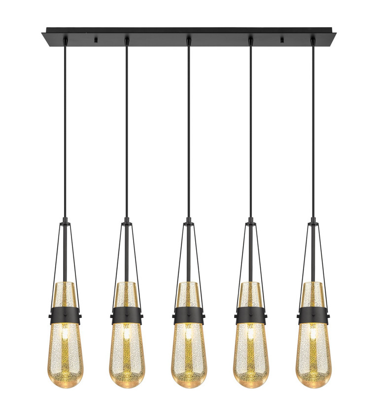 Innovations - 125-452-1P-BK-G452-4ME - Five Light Linear Pendant - Downtown Urban - Matte Black