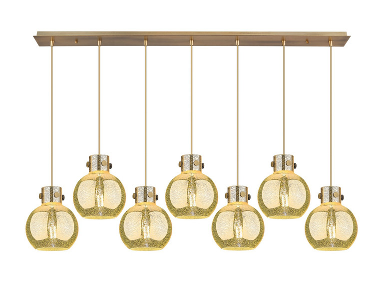 Innovations - 127-410-1PS-BB-G410-8ME - Seven Light Linear Pendant - Newton - Brushed Brass