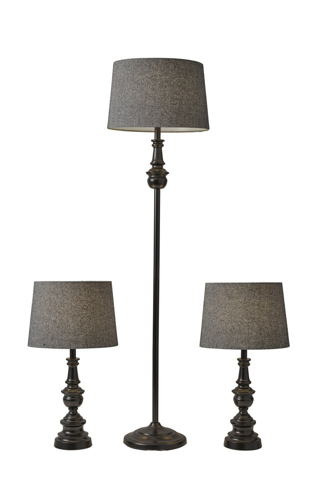 Adesso Home - 1591-01 - 3 Piece Floor and Table Lamp Set - Chandler - Dark Bronze