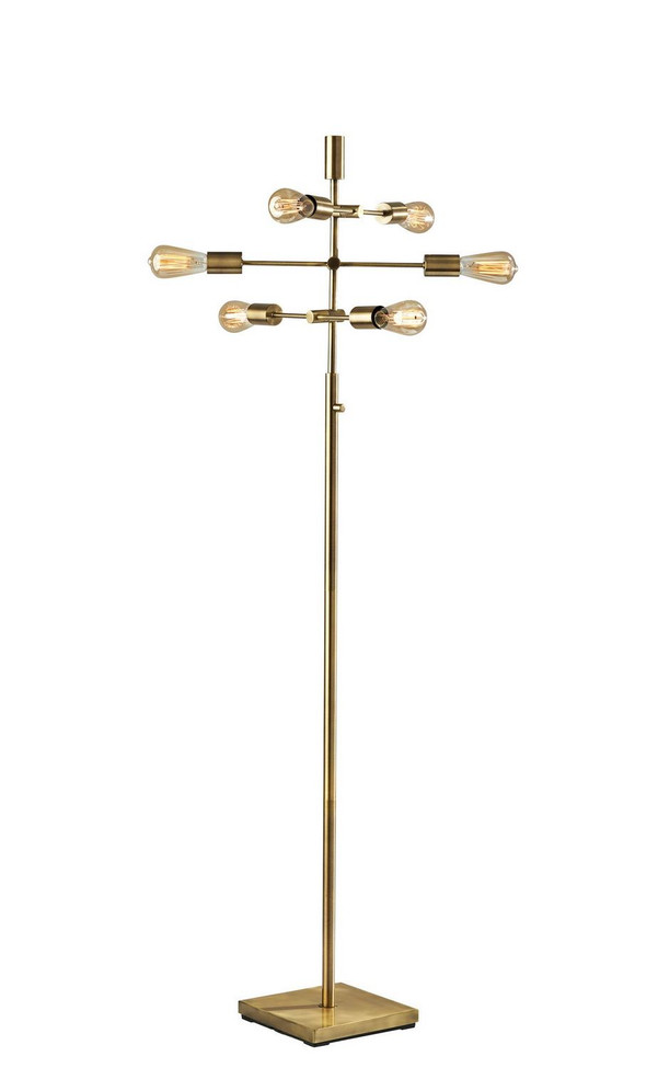 Adesso Home - 3790-21 - Six Light Floor Lamp - Sputnik - Antique Brass