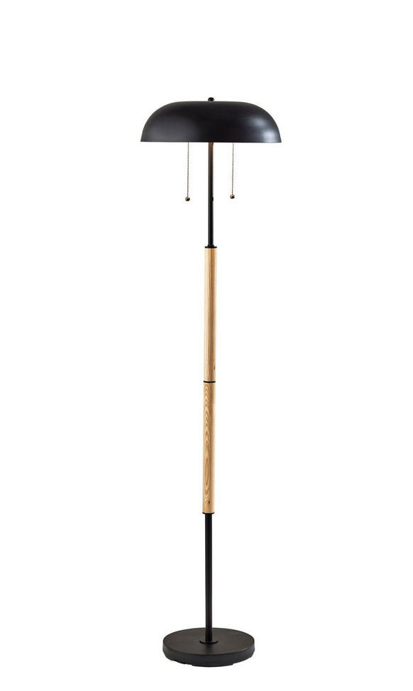 Adesso Home - 3793-12 - Two Light Floor Lamp - Everett - Natural Wood & Black