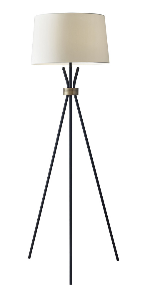 Adesso Home - 3835-01 - Floor Lamp - Benson - Black W. Antique Brass