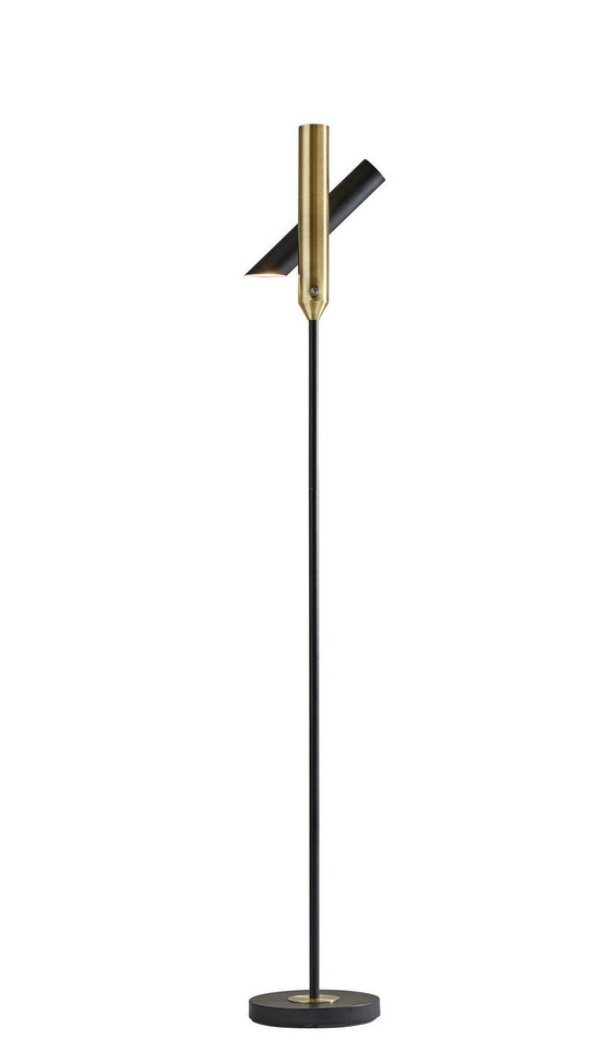 Adesso Home - 4079-01 - LED Torchiere - Vega - Black W. Antique Brass