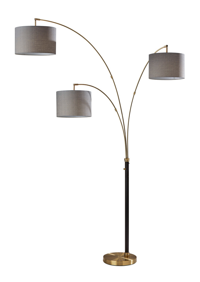 Adesso Home - 4210-21 - Three Light Floor Lamp - Bergen - Black & Antique Brass