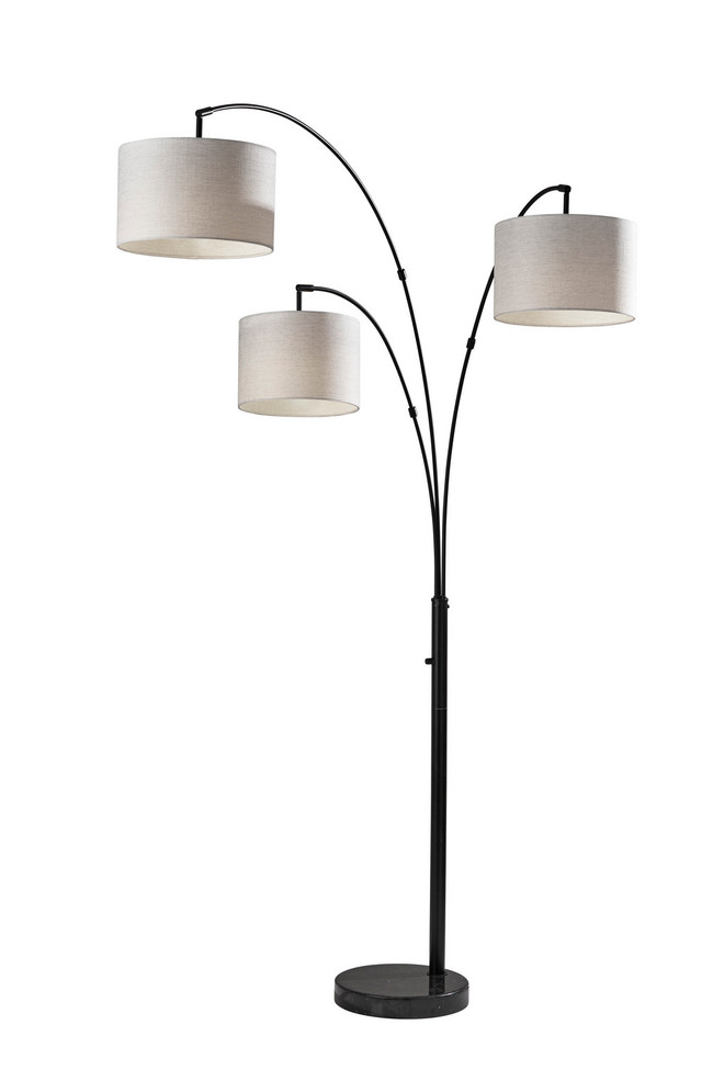 Adesso Home - 4250-01 - Three Light Floor Lamp - Bowery - Black