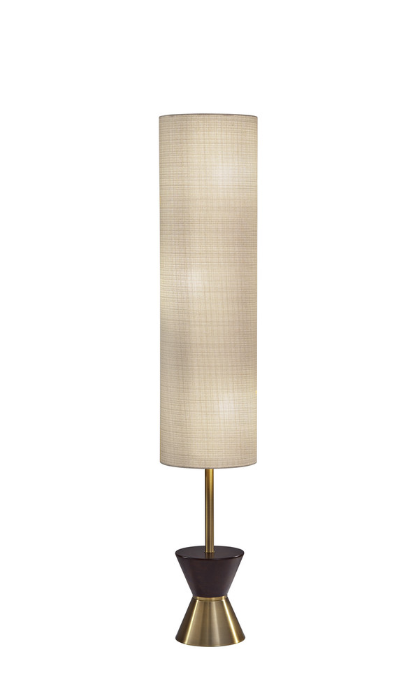 Adesso Home - 4269-21 - Three Light Floor Lamp - Carmen - Antique Brass/Walnut Rubberwood