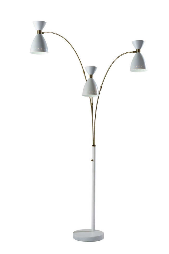 Adesso Home - 4290-02 - Three Light Floor Lamp - Oscar - White W. Antique Brass