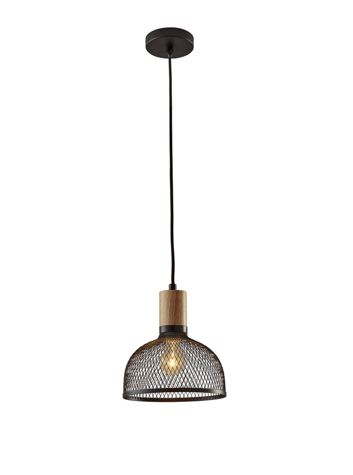 Adesso Home - 6267-01 - Pendant - Dale - Matte Black & Natural Rubber Wood