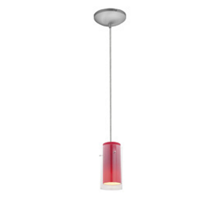 Access - 28033-1C-BS/CLRD - One Light Pendant - Glass'n Glass Cylinder - Brushed Steel