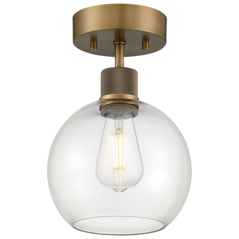 Access - 63148LEDDLP-ABB/CLR - LED Semi Flush Mount - Port Nine Burgundy - Antique Brushed Brass