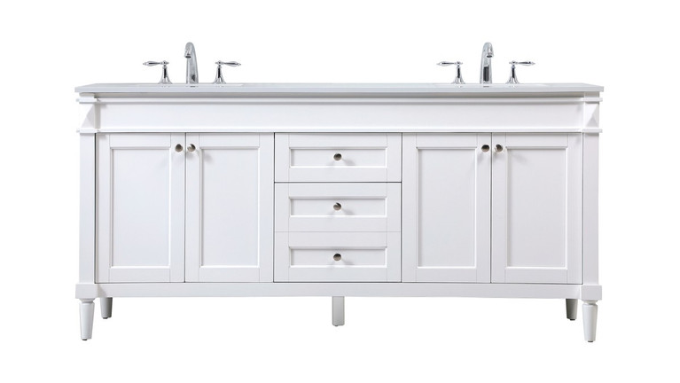 Elegant Lighting - VF31872DWH - Double Bathroom Vanity - Bennett - white