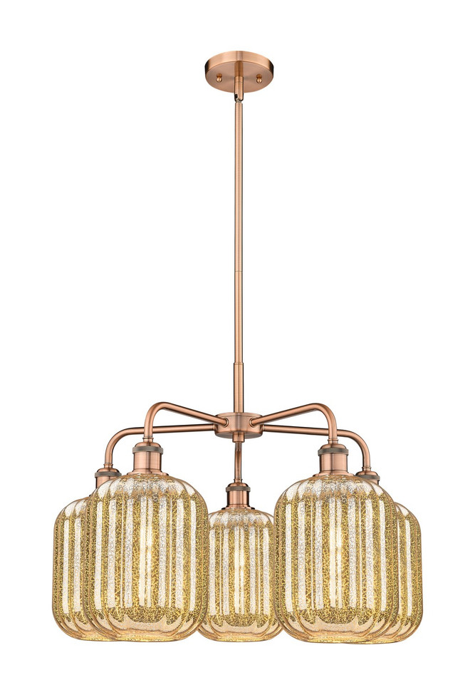 Innovations - 516-5CR-AC-G460-7ME - Five Light Chandelier - Ballston - Antique Copper
