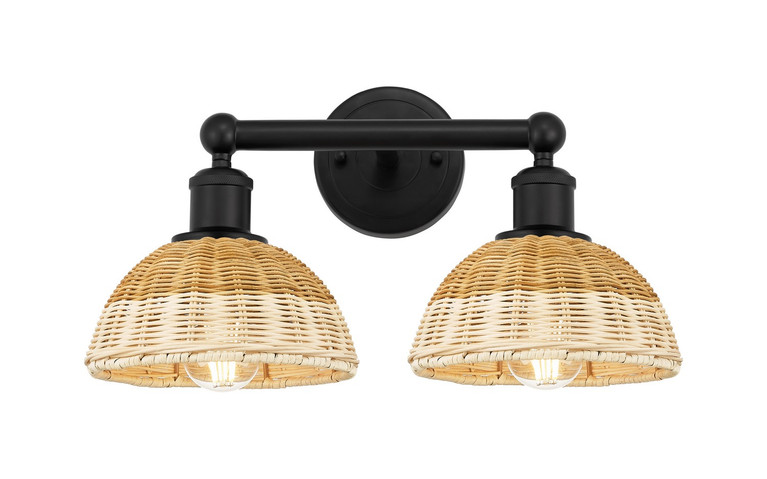 Innovations - 616-2W-BK-NBD2-75-NAT - Two Light Bath Vanity - Edison - Matte Black