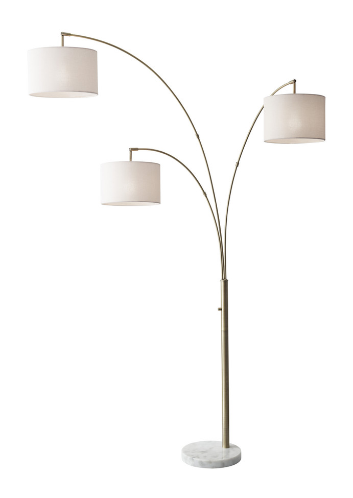 Adesso Home - 4250-21 - Three Light Floor Lamp - Bowery - Antique Brass