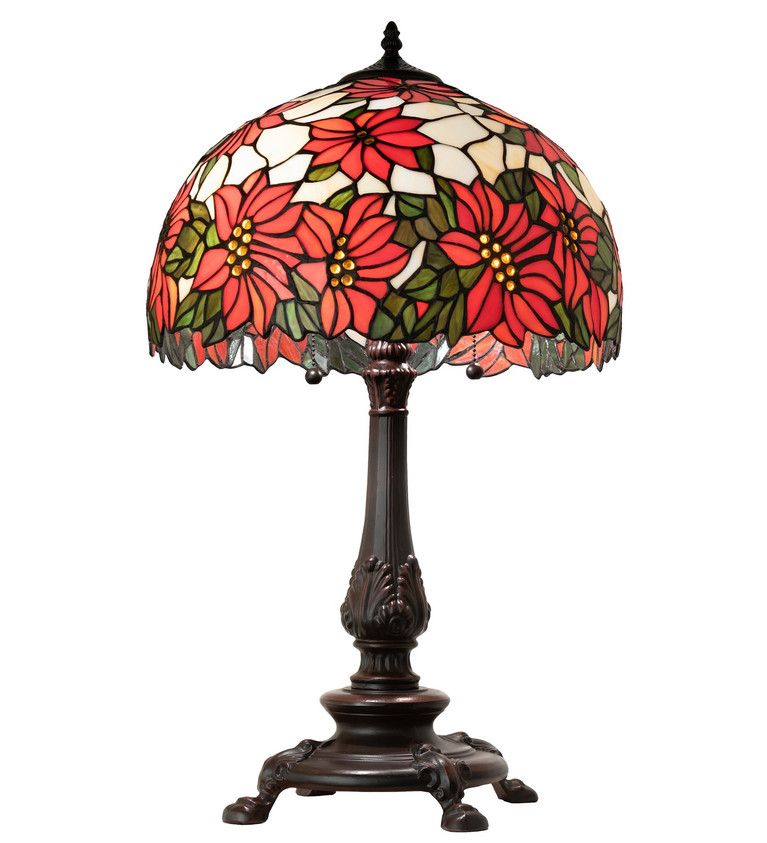 Meyda Tiffany - 269104 - Two Light Table Lamp - Poinsettia - Mahogany Bronze