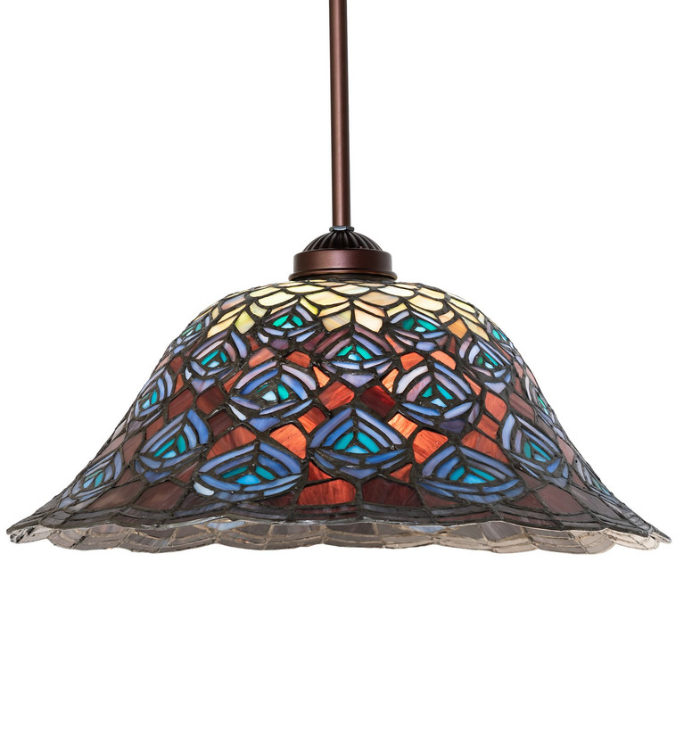 Meyda Tiffany - 269829 - One Light Pendant - Tiffany Peacock Feather - Mahogany Bronze