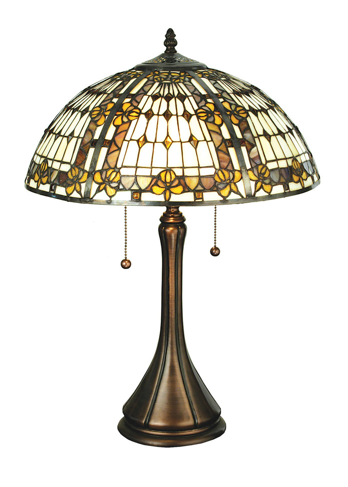 Meyda Tiffany - 27031 - Two Light Table Lamp - Fleur-De-Lis - Mahogany Bronze