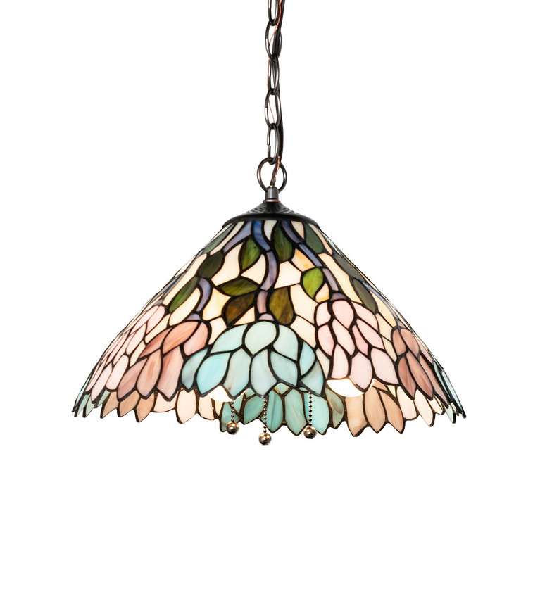 Meyda Tiffany - 270500 - Three Light Pendant - Wisteria - Mahogany Bronze